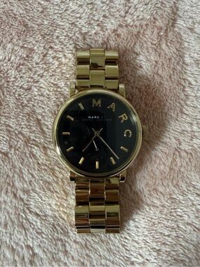 Marc by Marc Jacobs Gold-Tone Bracelet Watch with Black Dial Accents